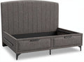 letto matrimoniale con contenitore in tessuto grigio 200 x 160 x 100cm