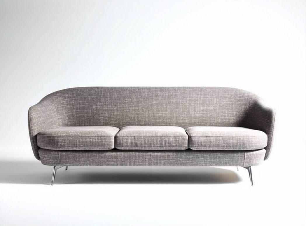 Divano moderno in tessuto grigio chiaro 220 x 90 x 85cm con gambe in metallo