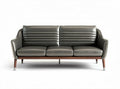 Divano moderno in pelle grigia con struttura in legno 180 x 80 x 75cm