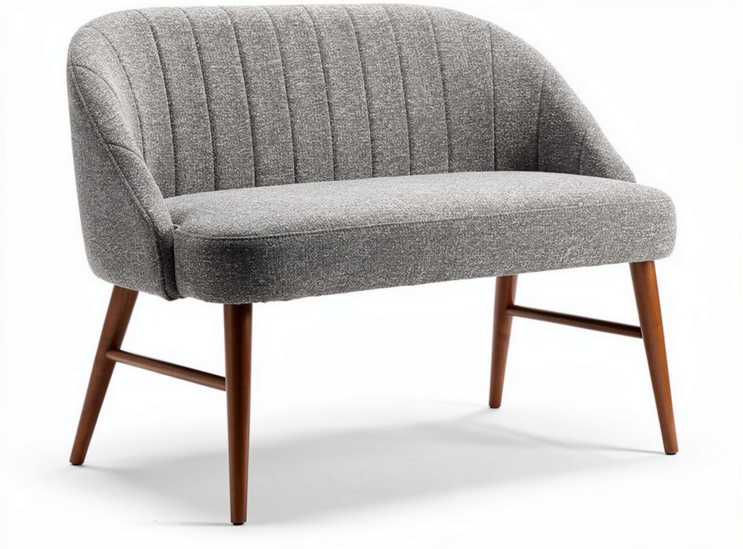 Divano a due posti in tessuto grigio con gambe in legno 105 x 70 x 70cm