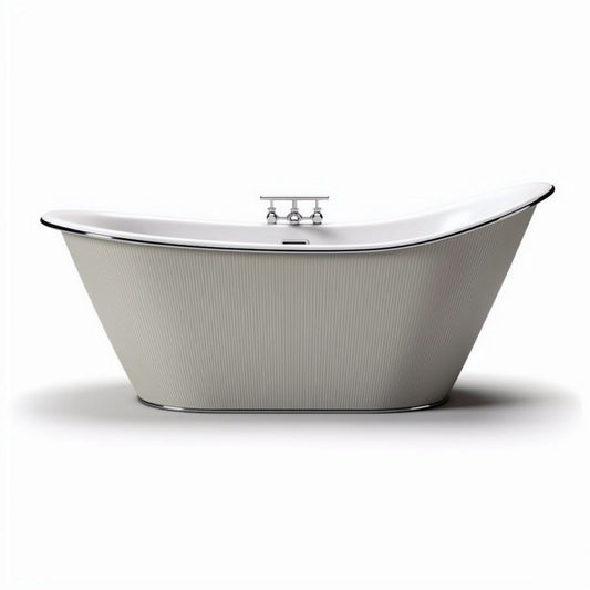 Vasca da bagno freestanding in acrilico bianco con finitura a coste 150 x 75 x 60cm