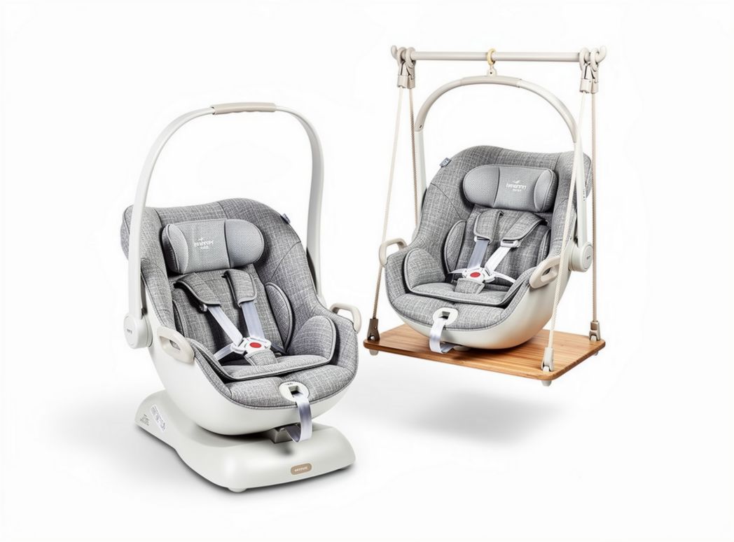 Seggiolino auto e dondolo per neonati grigio in materiale di tessuto 75 x 60 x 75cm