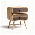 Mobiletto in legno con due cassetti e gambe in metallo 40 x 40 x 50cm