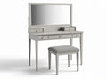 Toilette in legno grigio con specchio e sgabello 120 x 50 x 75cm